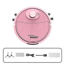 (pink) Intelligent Sweeping Robot Vacuum Cleaner Strong Suction Low Noise Rechargeable Ultra-Thin Automatic Sweeping Mopping Smart Robot