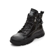 (37, black) 100% Genuine Leather Shoes Women High top Sneakers Fashion Women Shoes Cool Street Young Ladies Footwear