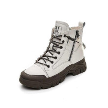 (35, grey) 100% Genuine Leather Shoes Women High top Sneakers Fashion Women Shoes Cool Street Young Ladies Footwear