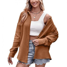 (XL, coffee) JKASHDK Women's Fashion Casual Autumn Winter Solid Color Print Long Sleeve POLO Neck Blouses & Shirts
