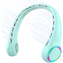 (Light Green) Bladeless Neck Fan, Portable Neck Fan, Cooling Hanging Neck Fan, 4000mAh Mini Cooling Fan, Personal Neck Fans Rechargeable with 3 Speeds LED Light