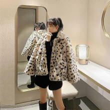 (S, leopard) Korean Loose Lamb Fleece Leopard Print Short Reversible Plush Thick Faux Fur Jacket Women Jacket Leopard Coat Outwears