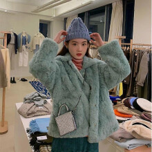 (S, green) Korean Loose Lamb Fleece Leopard Print Short Reversible Plush Thick Faux Fur Jacket Women Jacket Leopard Coat Outwears