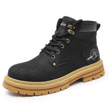 (40, black) Fashion Men's Mid Top Boots Casual Leather Shoes