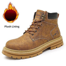 (40, dark brown) Fashion Men's Mid Top Boots Casual Leather Shoes
