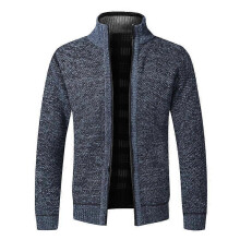(L, blue) Men's Knitted Thick Cardigan Sweater Jacket Fall and Winter Warm Cardigan Zipper Sweater Jacket