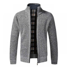 (XXXL, grey) Men's Knitted Thick Cardigan Sweater Jacket Fall and Winter Warm Cardigan Zipper Sweater Jacket