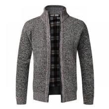 (XXXL, brown) Men's Knitted Thick Cardigan Sweater Jacket Fall and Winter Warm Cardigan Zipper Sweater Jacket
