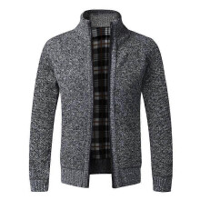 (XXXXL, dark grey) Men's Knitted Thick Cardigan Sweater Jacket Fall and Winter Warm Cardigan Zipper Sweater Jacket