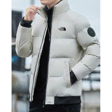 (2XL, silver) Luxury Down Cotton Jacket Men's Coat Stand Collar 2024 New Winter Cotton Jacket Thickened Warm Cotton Jacket