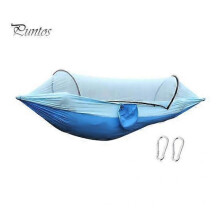 (blue) Camping Hammock with Gnats Net 500Lbs Breathable Lightweight Portable Single Hammock with Tree Straps Easy Setup Indoor Outdoor Hiking Hammock