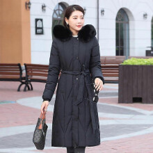 (2XL, black) Women New Winter Fashion Warm Cotton Clothes Women Cotton Clothes Long Knee Thickening Slim Fit Cotton Clothes