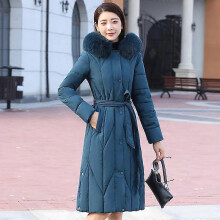 (5XL, blue) Women New Winter Fashion Warm Cotton Clothes Women Cotton Clothes Long Knee Thickening Slim Fit Cotton Clothes