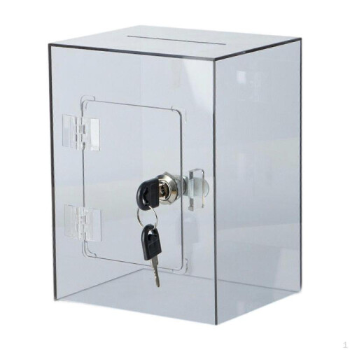 (grey) Acrylic Money Saving Box Locking Transparent Savings Jar
