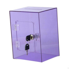 (violet) Acrylic Money Saving Box Locking Transparent Savings Jar