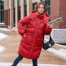 (XXXL, red) GMXIA Women's Vintage Casual Solid Color Print Autumn Winter Long Sleeve Hooded Jackets & Coats