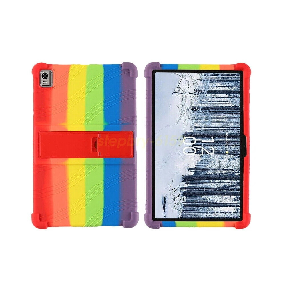 (Rainbow, For Nokia T21) Kids Soft Silicone Case Tablet 10.4'' Shockproof Stand Cover For Nokia T20 T21 6963793743421