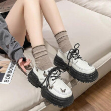 (40, white) New Pumps for Women Lace Up Solid Leather Oxford Shoes Woman Square Mid Heels Round Toe Butterfly Knot Platform Shoes