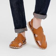 (EU:38, brown) Men Sandals Black Leather Gladiator Sandals Outdoor Summer Roman Sandals for Men Beach Shoes Plus Size