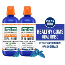 TheraBreath Healthy Gums Oral Rinse w/ Added CPC - Clean Mint Mouthwash 473ml Pack Of 2 |Gingivitis Prevention 24H |Plaque-Fighting