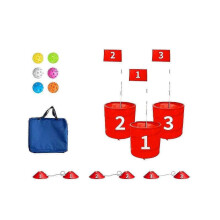Red Number Blocks Game Set - Portable Golf Shot Practice Bucket with Pick Ball & Beach Cloth for Cutting Games