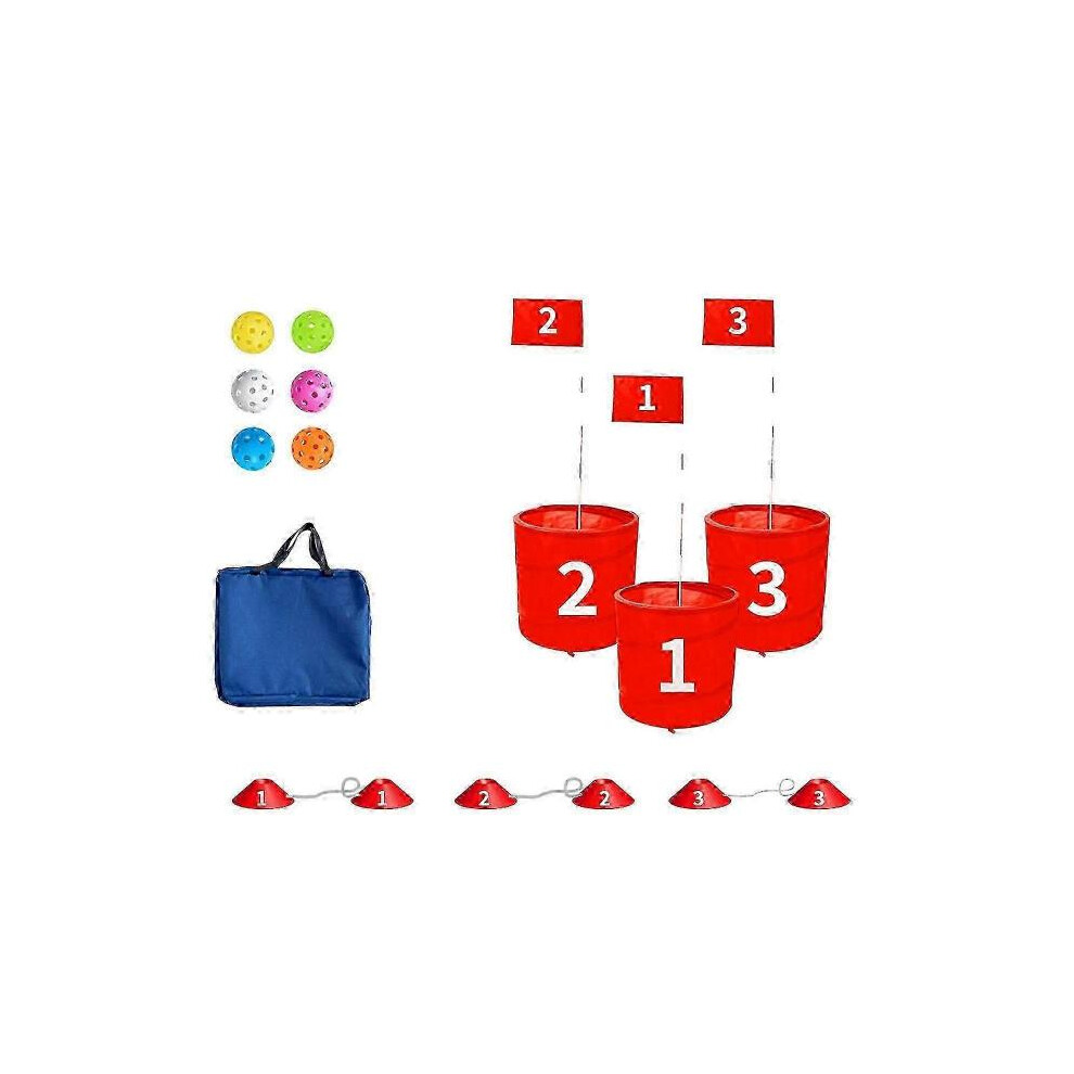 Red Number Blocks Game Set - Portable Golf Shot Practice Bucket with Pick Ball & Beach Cloth for Cutting Games