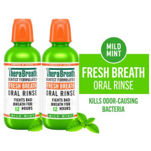 TheraBreath Fresh Breath Oral Rinse - Mild Mint Mouthwash 473ml Pack Of 2 | Fights Bad Breath | Oral Hygiene |Teeth Cleaning