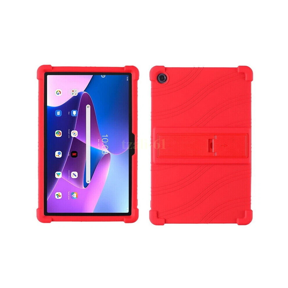 (, Lenovo Tab M10 Plus 3Rd Gen) Silicone Stand Case For Lenovo Tab M10/M10 Plus 3Rd Tablet Shockproof Cover Red 6963793744046