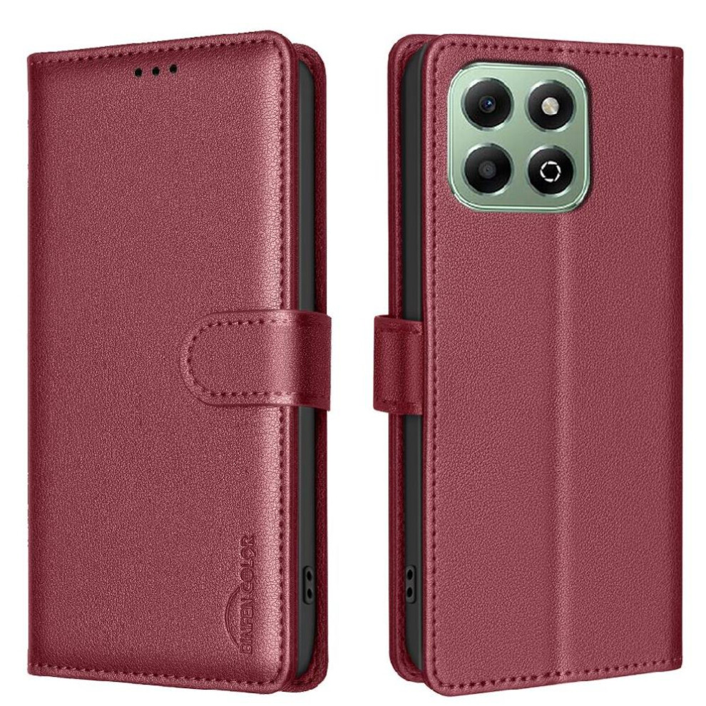 (Red) Flip Case For Honor X6b Wallet Rfid Blocking Pu Leather Magnetic Card Holder Kickstand Red 764563610266
