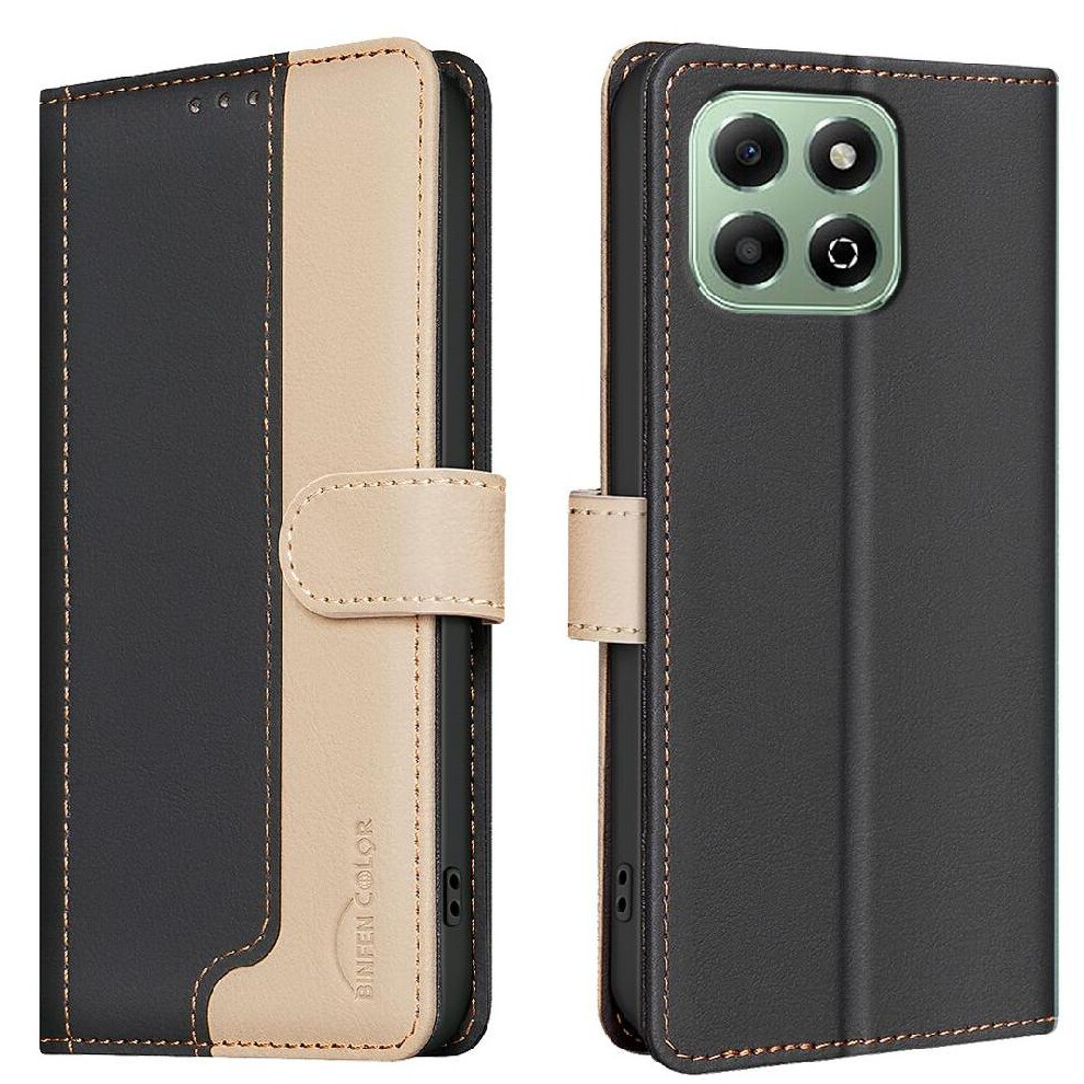 (Black) Flip Case For Honor X6b Card Slots Holder Shockproof Tpu Inner Shell Rfid Blocking Flip Folio Kickstand Black 764563610327