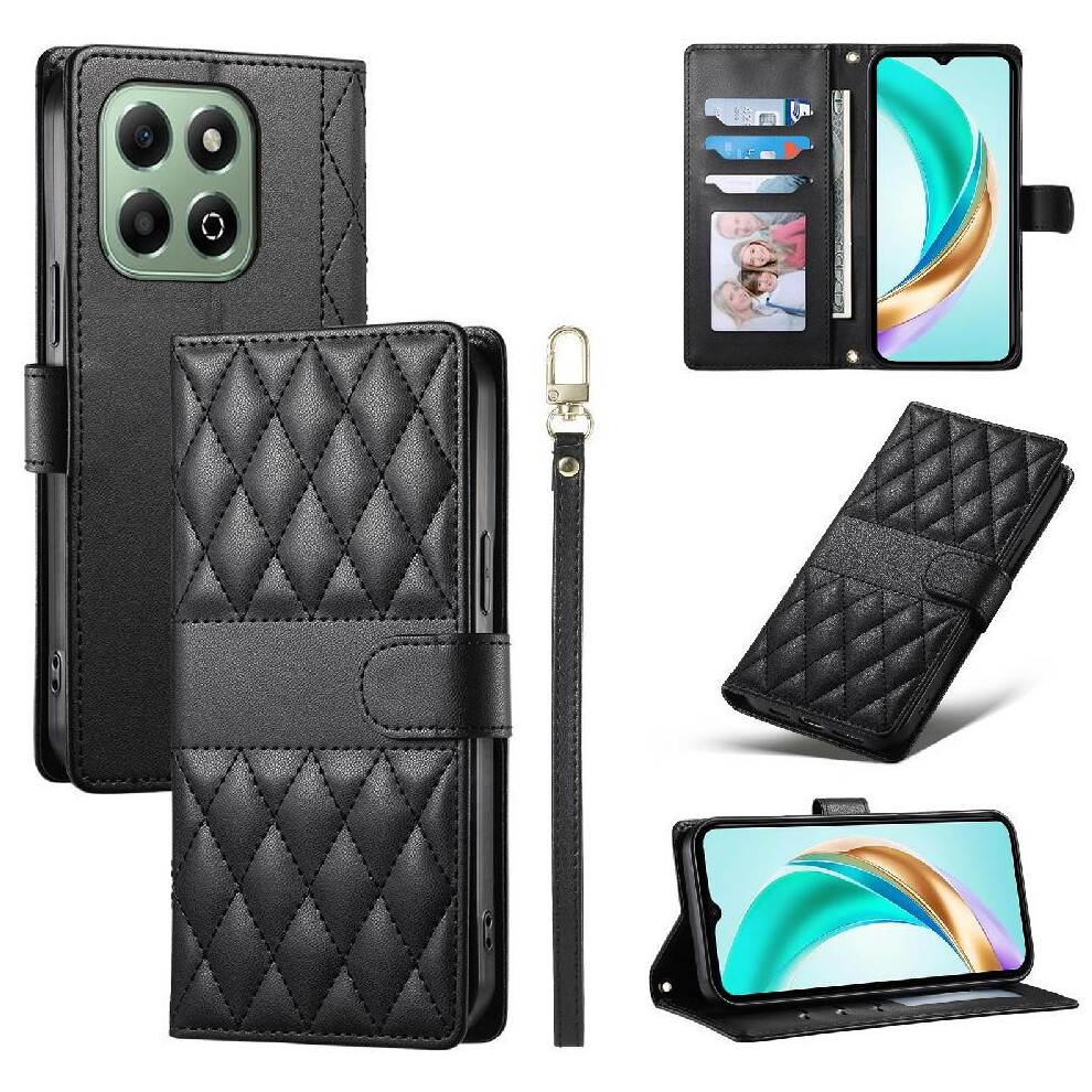 (Black) Flip Case For Honor X6b 4G Shockproof Leather Case Wallet Elegant Dual Straps Black 764563610556