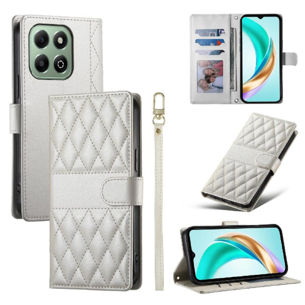 (White) Flip Case For Honor X6b 4G Shockproof Leather Case Wallet Elegant Dual Straps White 764563610549