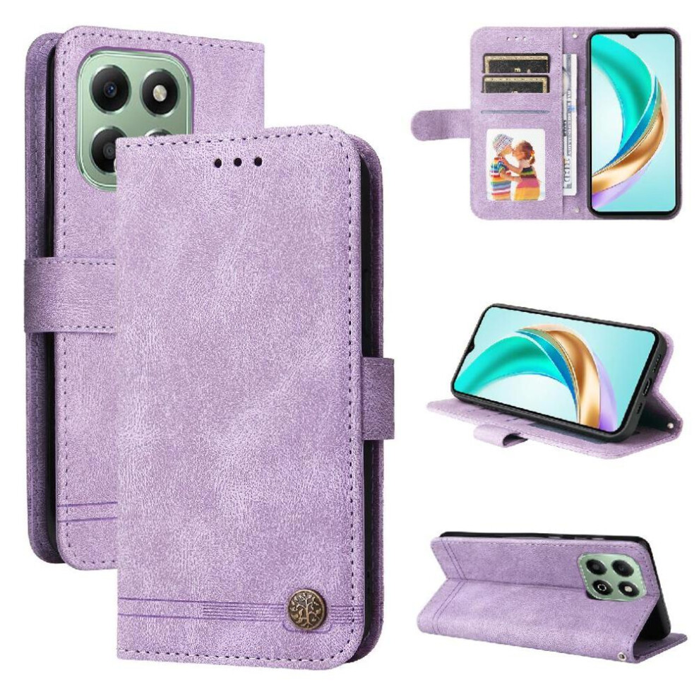 (Purple) Flip Case For Honor X6b 4G Short Strap Card Slot Holders Long Strap Shockproof Wallet Purple 764563610662