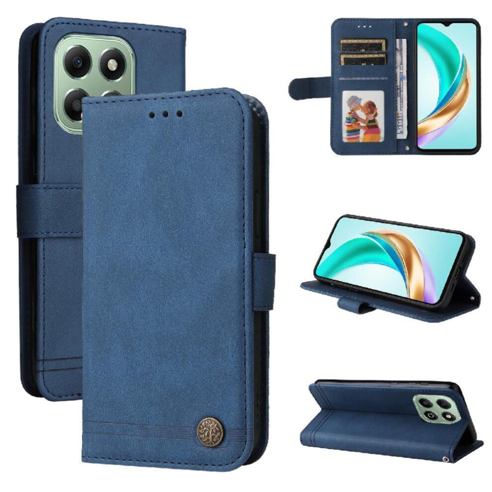 (Blue) Flip Case For Honor X6b 4G Short Strap Card Slot Holders Long Strap Shockproof Wallet Blue 764563610693