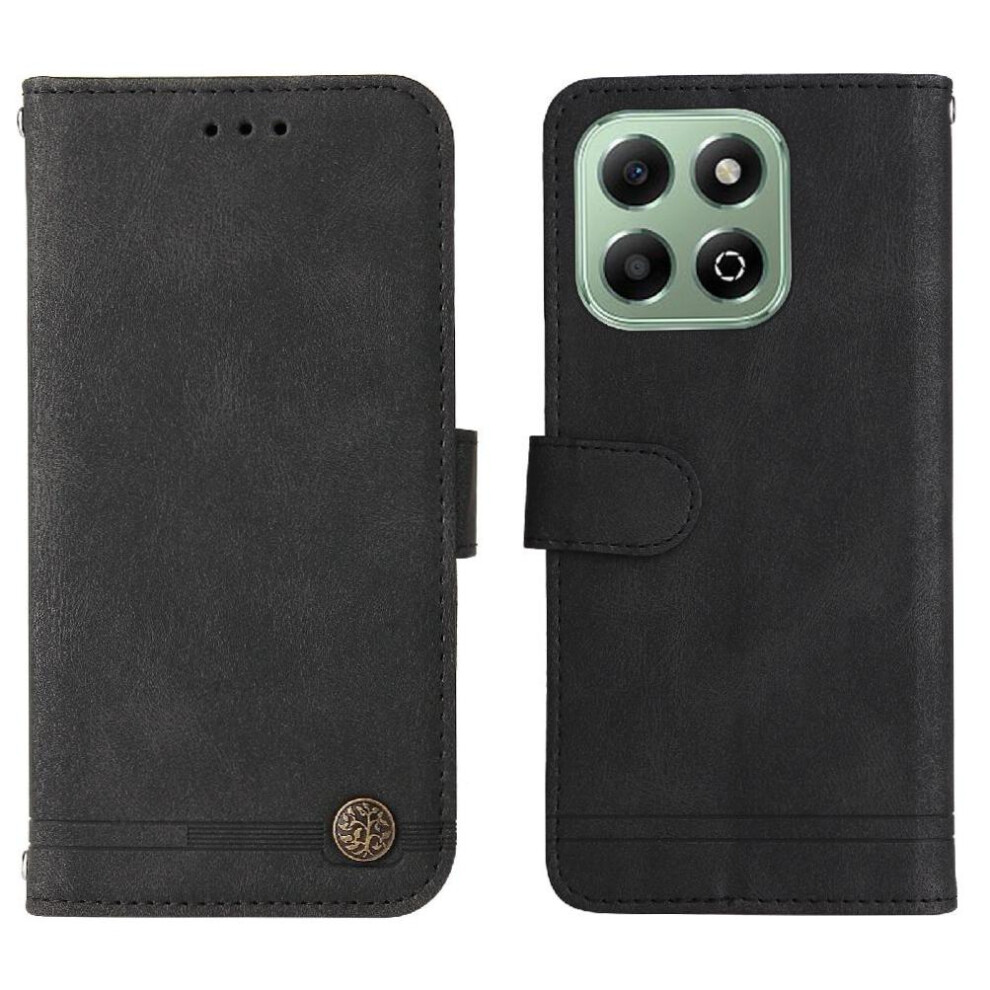 (Black) Flip Case For Honor X6b 4G Short Strap Card Slot Holders Long Strap Shockproof Wallet Black 764563610686