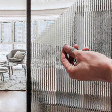 (75x200cm) 3D Electrostatic Glass Film for Bathroom Windows - Transparent Opaque Anti-Peep Frosted Sticker, Modern Art Deco Design