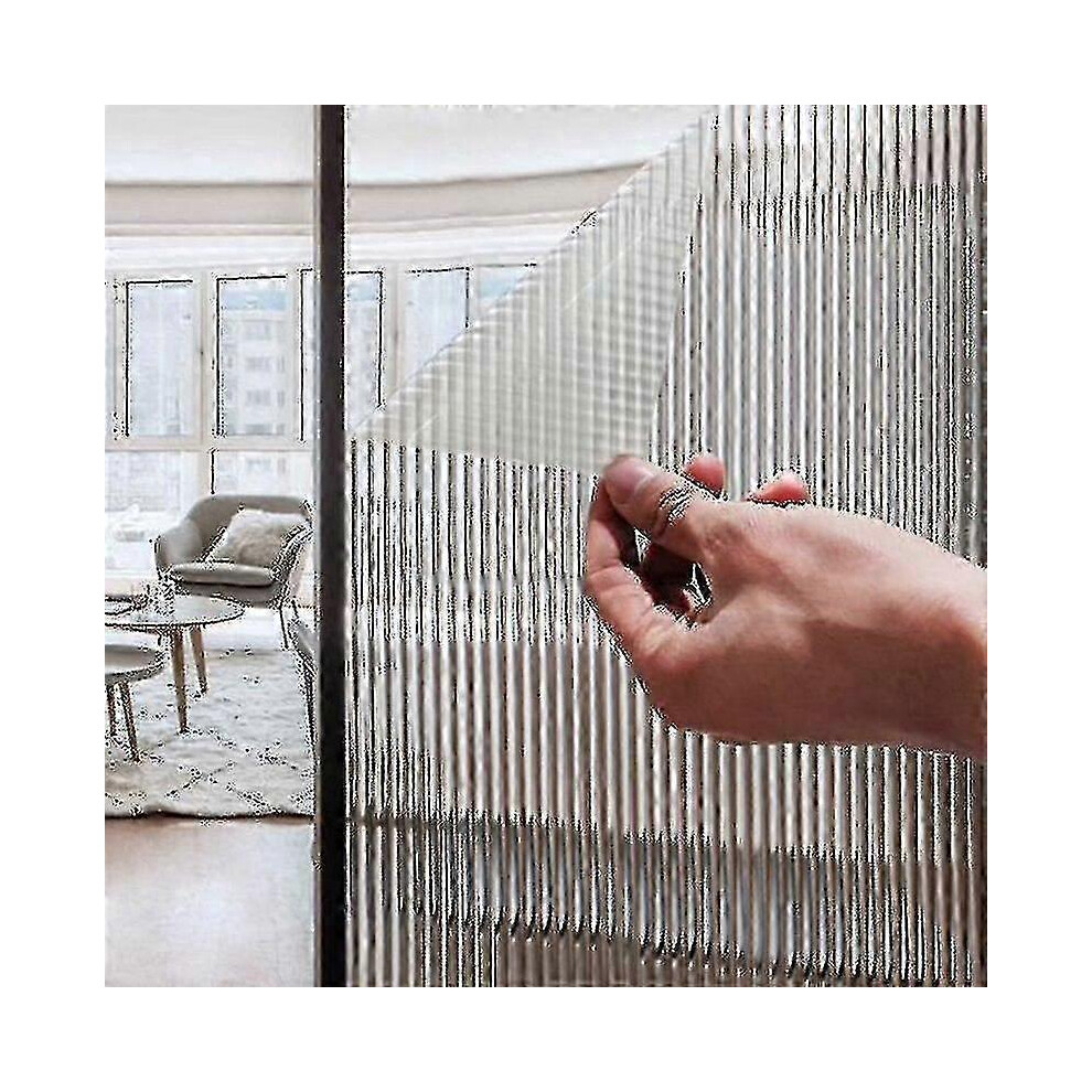 (60x200cm)3D Electrostatic Glass Film for Bathroom Windows - Transparent Opaque Anti-Peep Frosted Sticker, Modern Art Deco Design