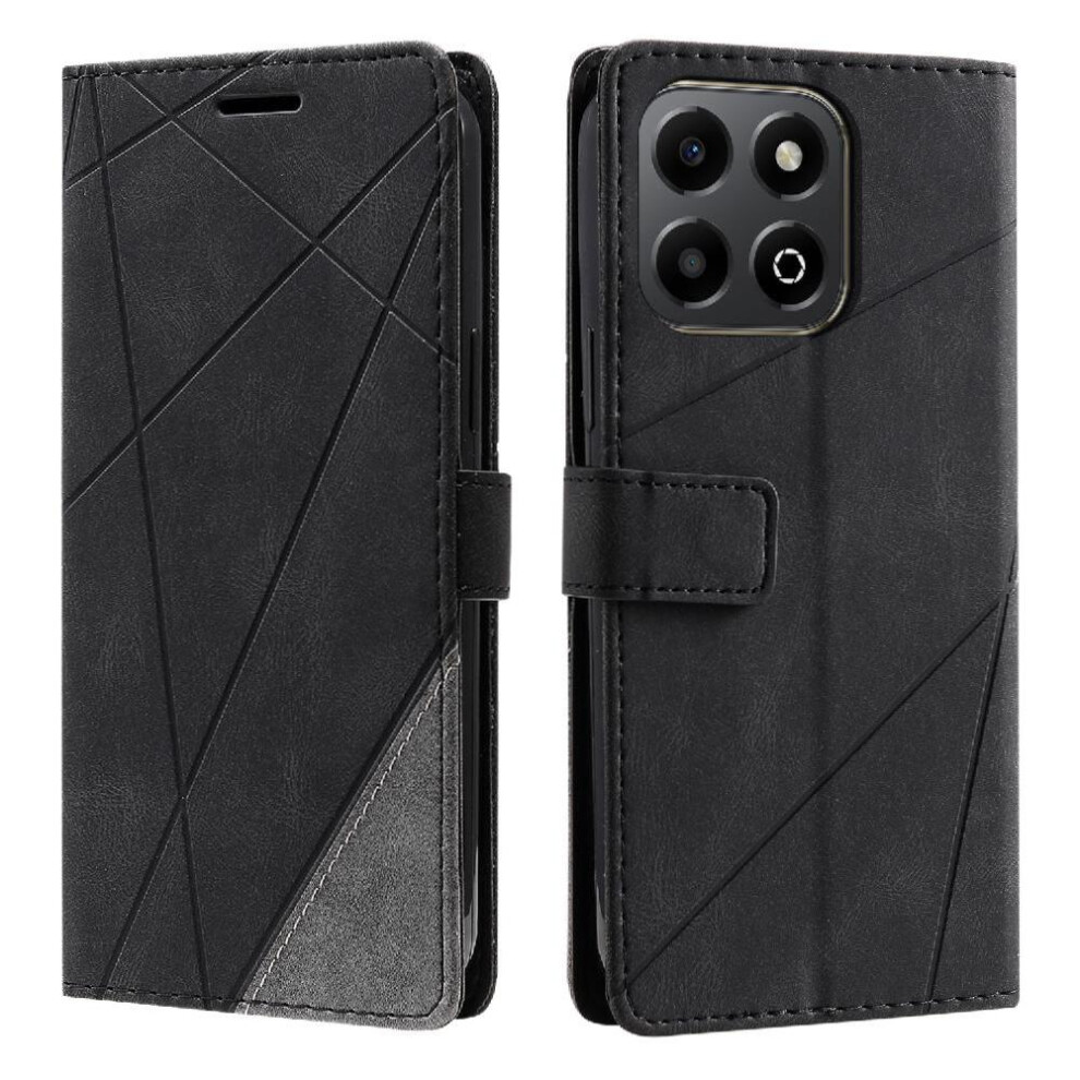 (Black) Case For Honor X6b 4G Wallet Flip Folio Card Holder Kickstand Pu Leather Magnetic Shockproof Black 764563611232
