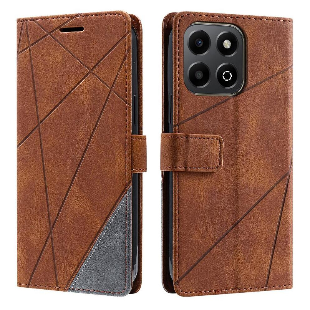 (Brown) Case For Honor X6b 4G Wallet Flip Folio Card Holder Kickstand Pu Leather Magnetic Shockproof Brown 764563611256