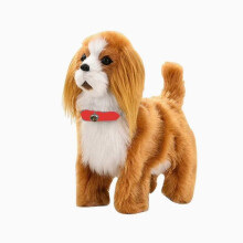 (Brown) 2025 Robot Dog Toys Interactive Electronic Plush Puppy Sound Control Teddy Walk Bark With Music Touching Control Robotic Animal Pet