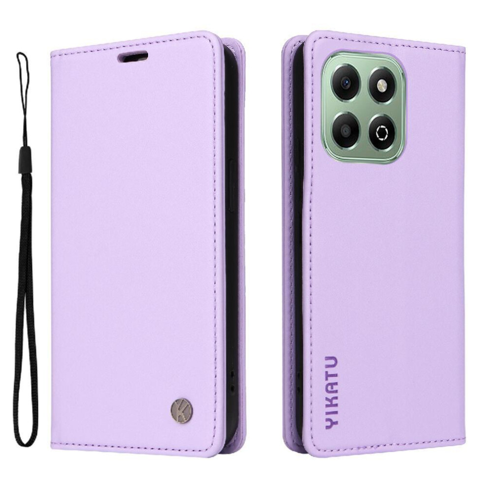(Purple) Flip Case For Honor X6b Strong Magnetic Attraction Faux Leather And Full Matte Tpu And Stand Functionality With Card Slots Purple 764563611911