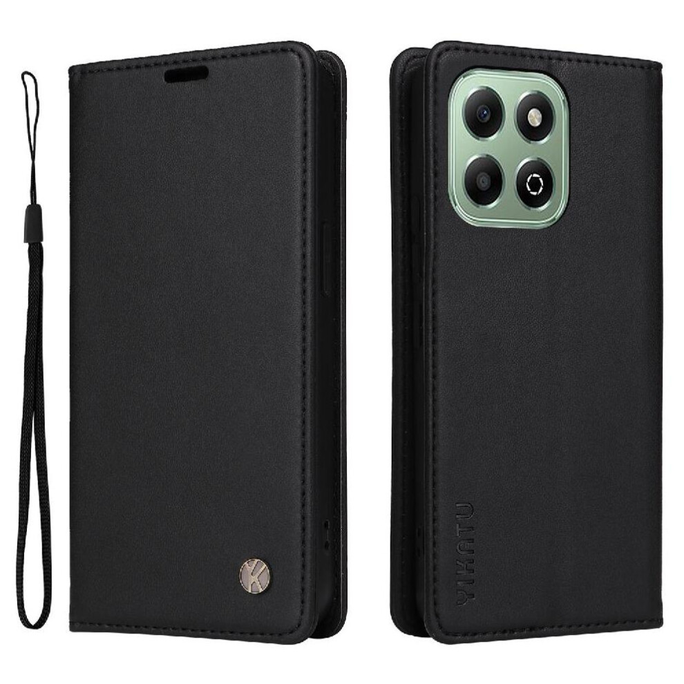 (Black) Flip Case For Honor X6b Strong Magnetic Attraction Faux Leather And Full Matte Tpu And Stand Functionality With Card Slots Black 764563611904