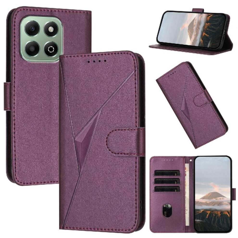 ( Violet) Flip Case For Honor X6b With Card Slots With Kickstand Function Premium Pu Leather Flip Protective Mobile Phone Anti-Fall Dark 764563612000