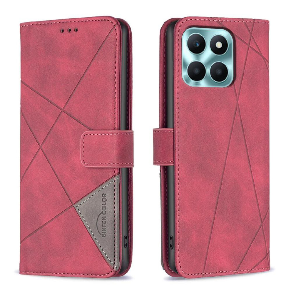 (Red) Flip Case For Honor X6b 4G Protective Shockproof Card Holder Kickstand Pu Leather Magnetic Red 764563612284