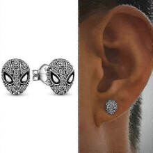 (1) Spiderman Mask Pave Stud Earrings In Stock Now 925 Sterling Silver Earrings Cool Style Statement Jewelry Male Female