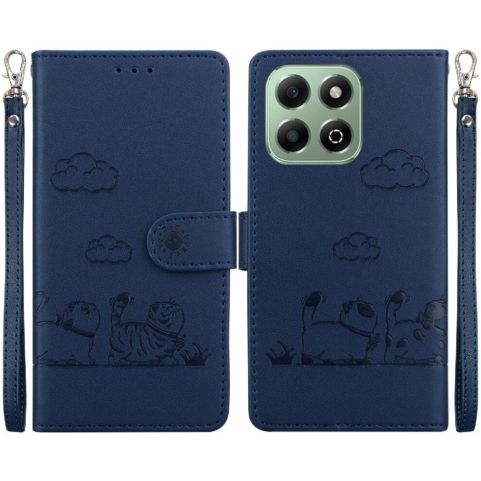 (Blue) Flip Case For Honor X6b Cat Rfid Leather Wallet Card Slot Holder Kickstand Blue 764563612499