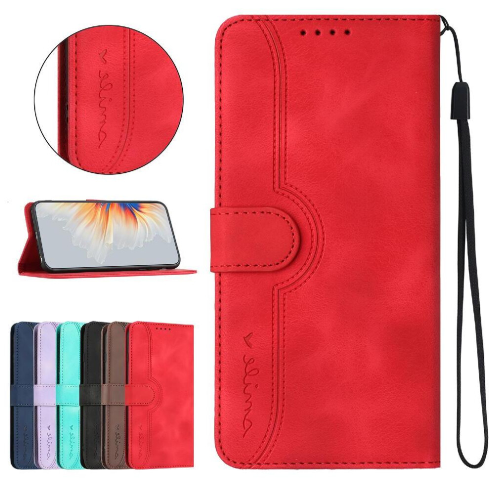 (Red) Compatible With Honor X6b Premium Pu Built-In Magnet Cover Wallet Red 764563612710