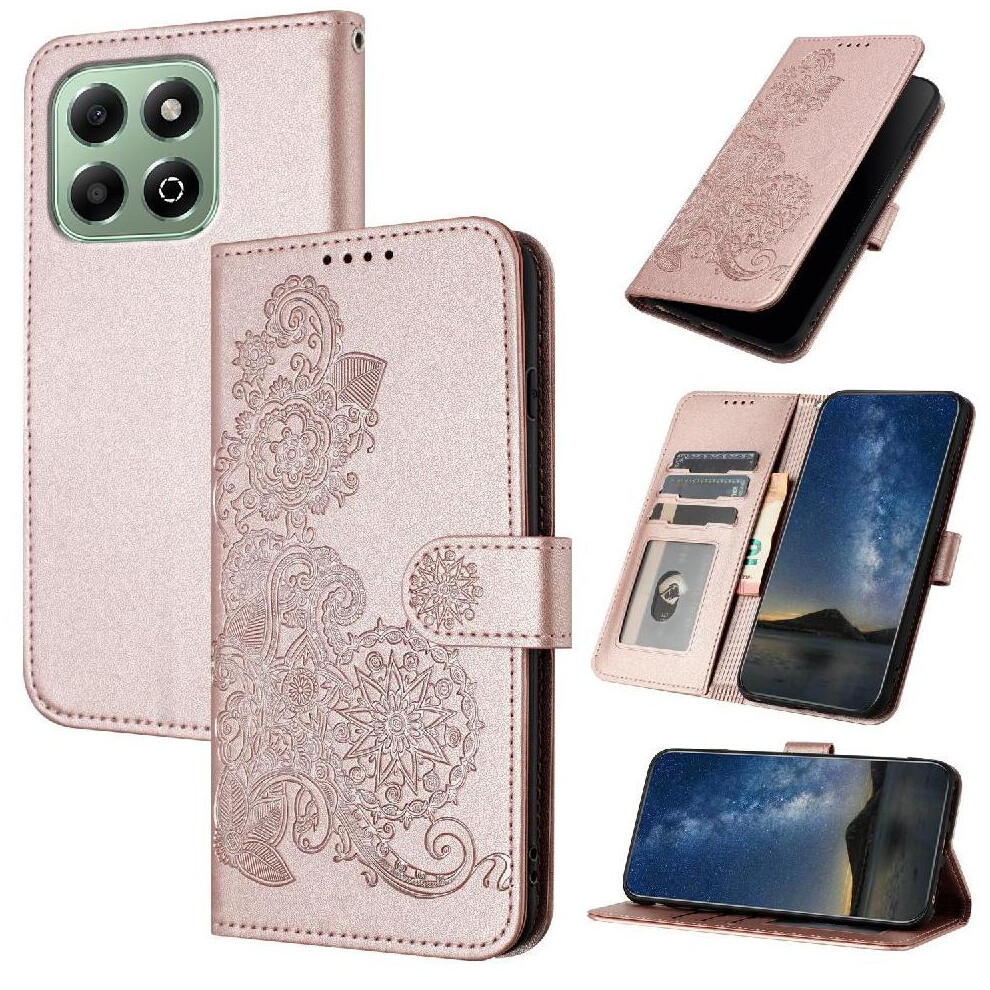 (Pink) Flip Case For Honor X6b Kickstand Protective With Card Slot Stand Pu Leather Magnetic Closure Flip Folio Book Pink 764563612833