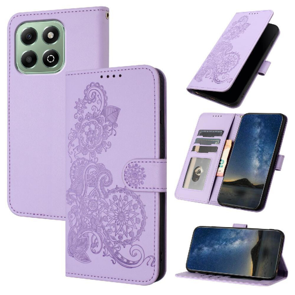 (Purple) Flip Case For Honor X6b Kickstand Protective With Card Slot Stand Pu Leather Magnetic Closure Flip Folio Book Purple 764563612857