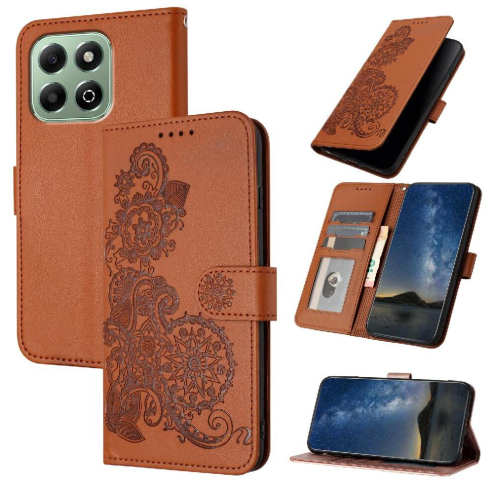 (Brown) Flip Case For Honor X6b Kickstand Protective With Card Slot Stand Pu Leather Magnetic Closure Flip Folio Book Brown 764563612871